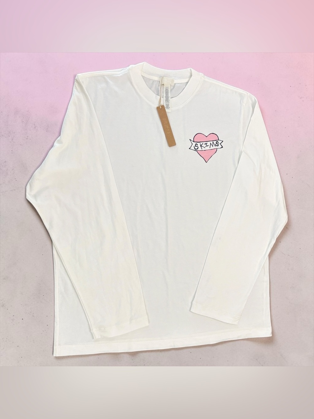 💓SKIMS Boyfriend Long Sleeve & Boxer Set | Marble Heart Banner | M | NWT - Picture 5 of 9